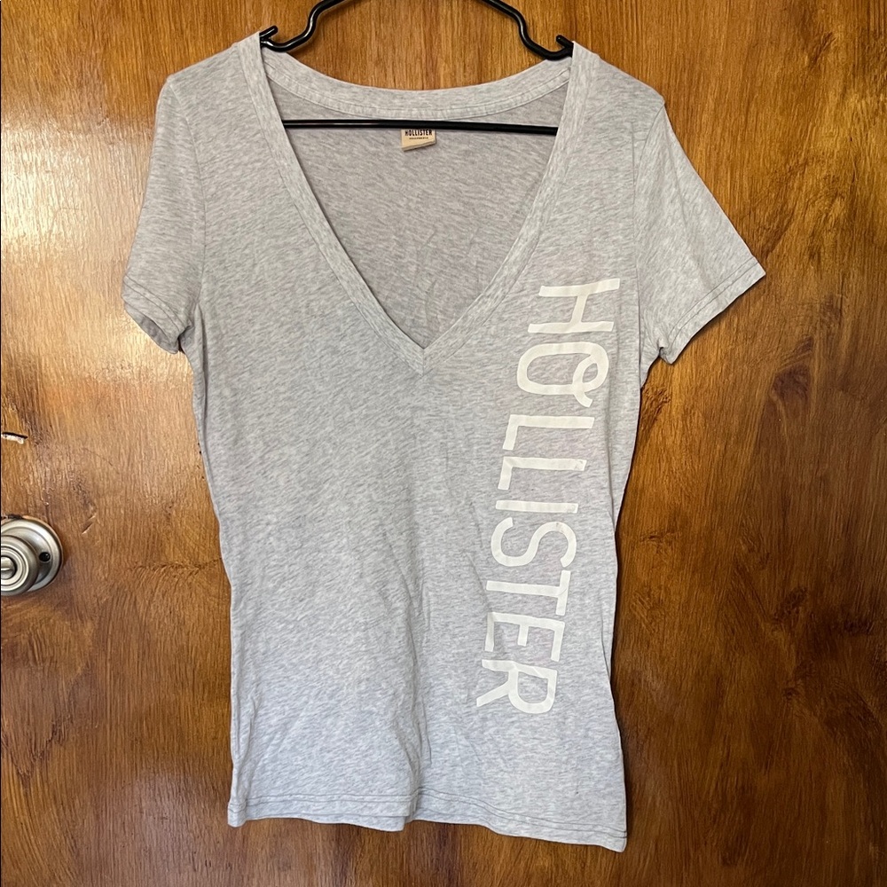 Hollister Light Gray V-Neck Tee